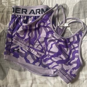 Under Armour Girls YL Purple Short Set